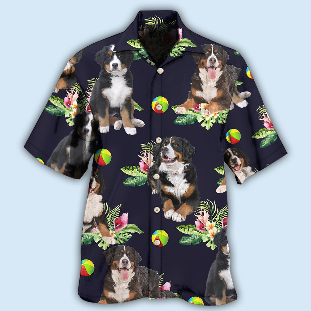 Bernese Mountain Dog Ball Tropical Floral Hawaiian Shirt Alienscustom
