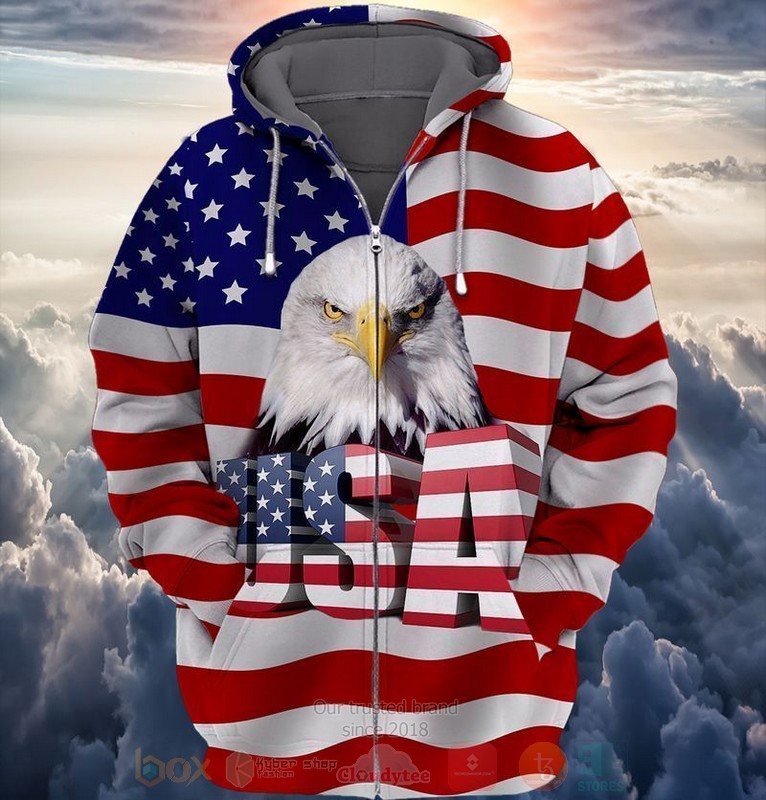 BEST American Flag Eagle Zip Hoodies
