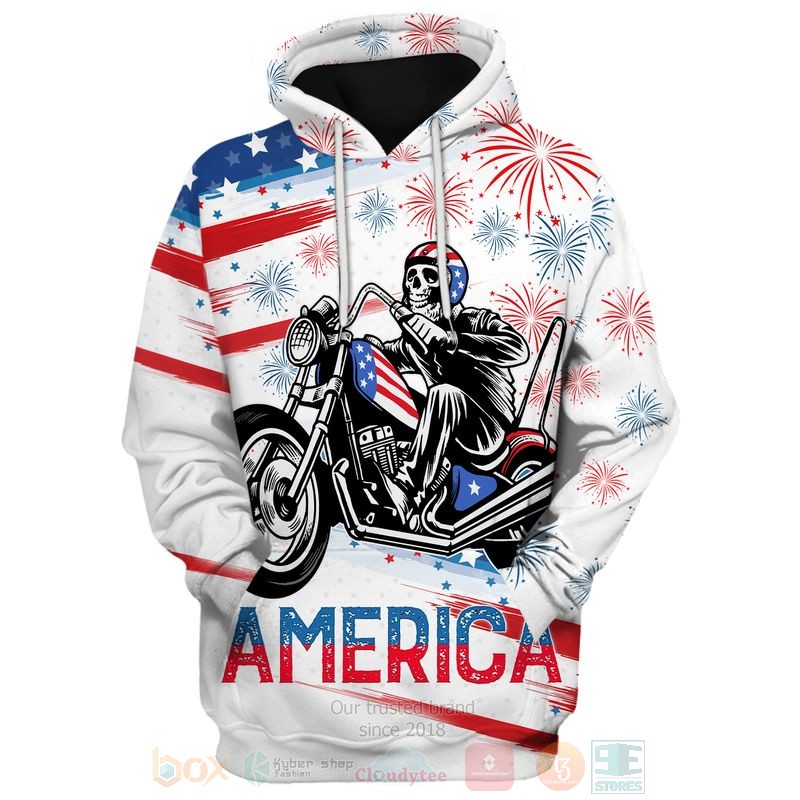 BEST Flag Skeleton Motorcycle US Independence Day All Over Print Shirt, Hoodie