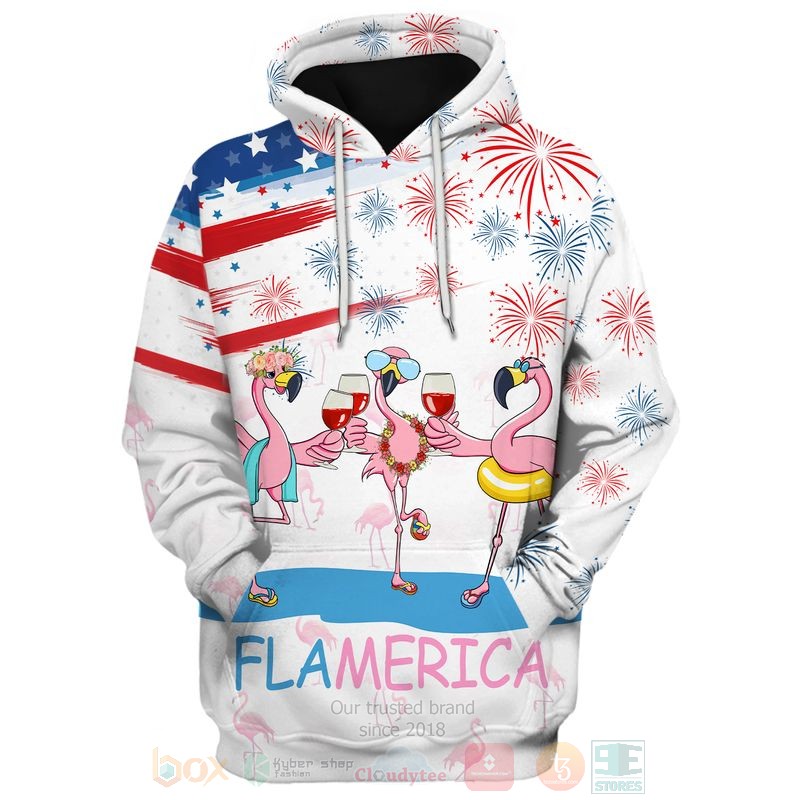 BEST Flamingo Drinking US Independence Day All Over Print Shirt, Hoodie