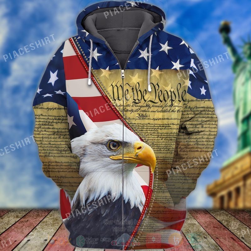 BEST God Bless America Eagle Flag Zip Hoodies