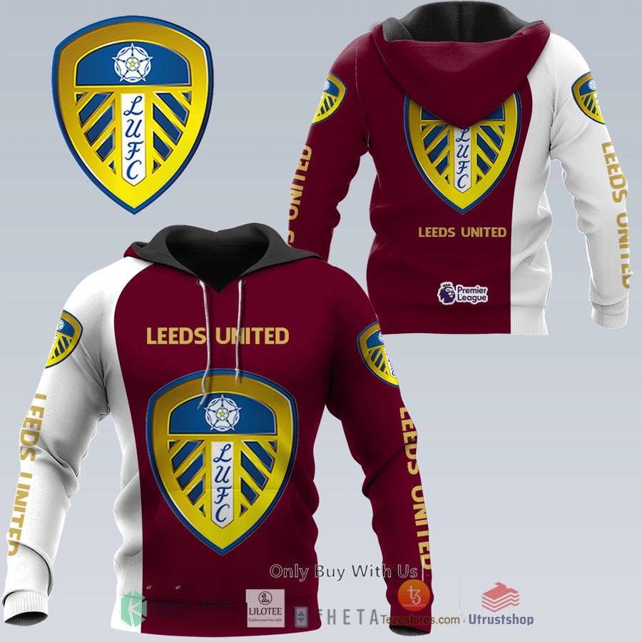 BEST Leed United Dark Red Hoodie, Zip Hoodie