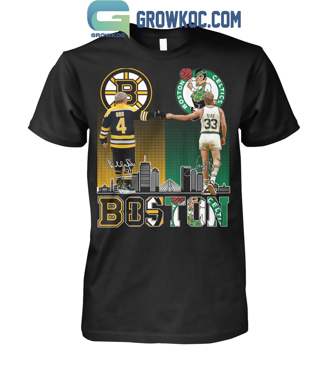 Boston Celtics Larry Bird Boston Bruins Bobby Orr The Legends Proud Fan T-Shirt