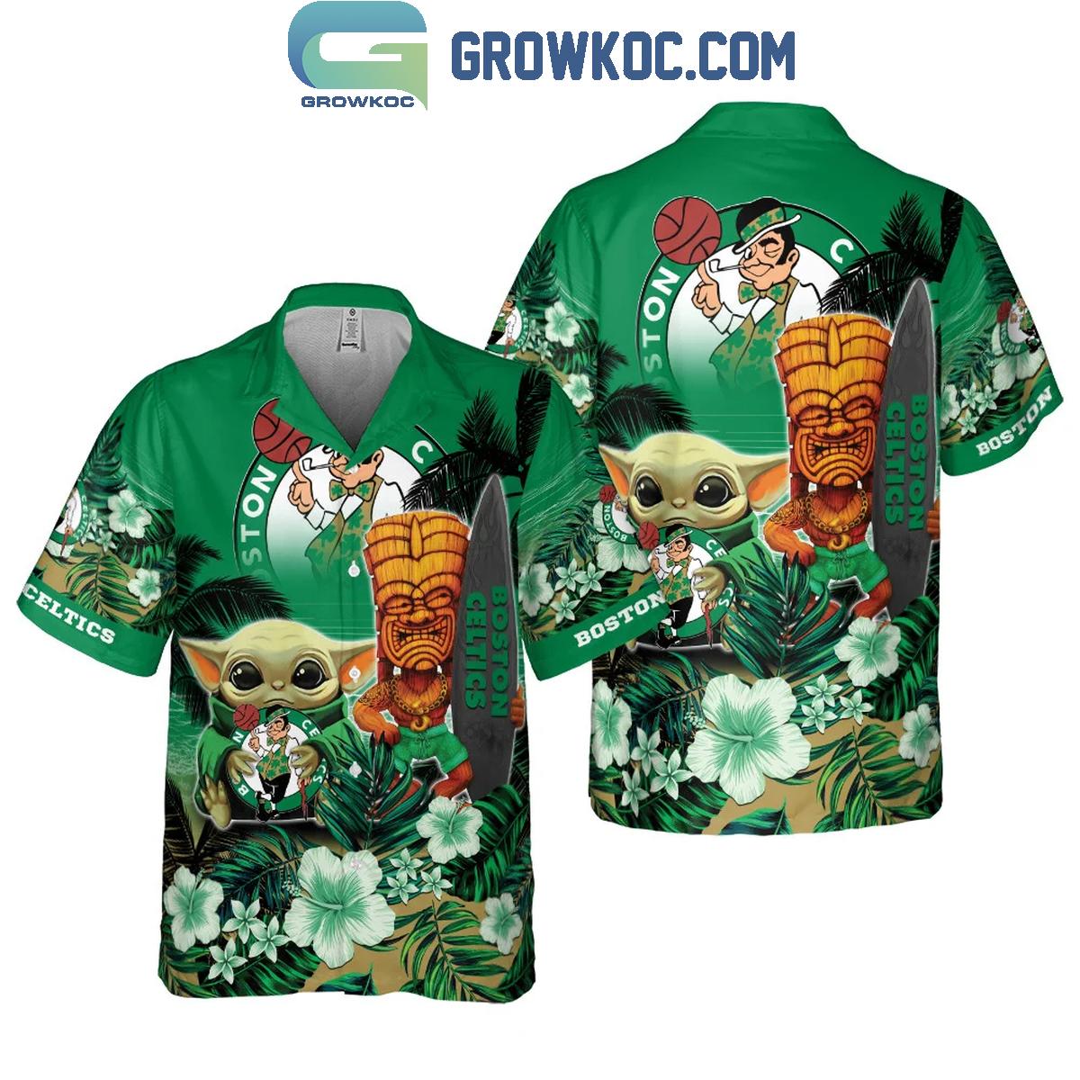 Boston Celtics Men's Basketball Baby Yoda Hawaiian Shirts