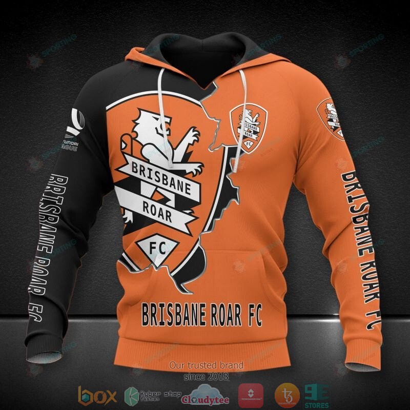 Brisbane Roar FC Black orange 3D Hoodie, Shirt