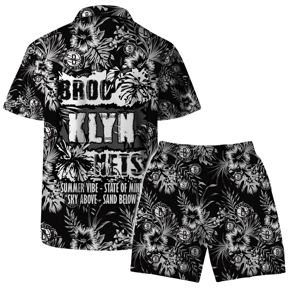 Brooklyn Nets NBA Summer Vibes Pattern Hawaiian Set