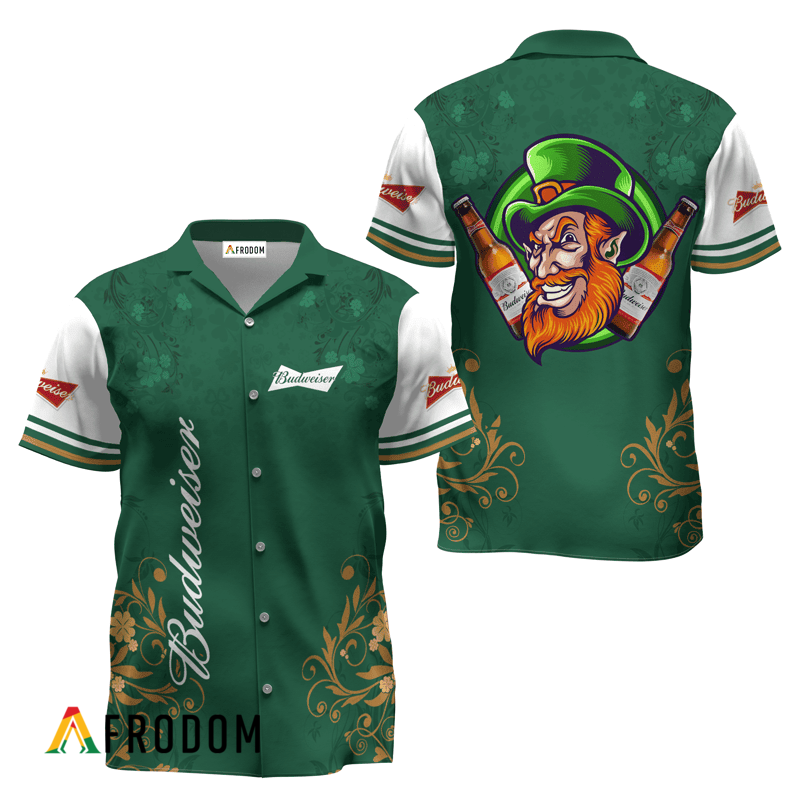 Budweiser Beer St. Patrick's Day Leprechaun Hawaiian Shirt