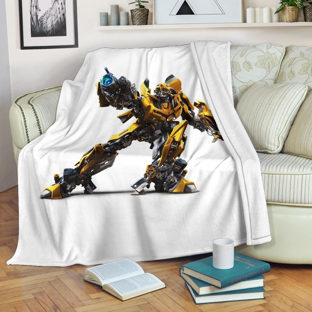 Bumblebee Transformer Fleece Blanket Gift For Fan, Premium Comfy Sofa Throw Blanket Gift H99