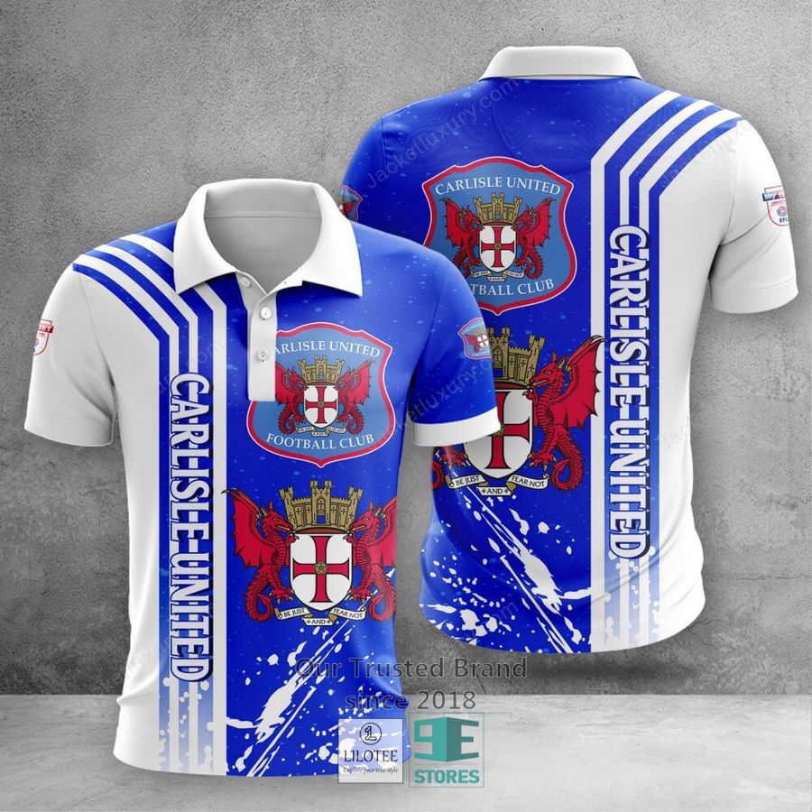 Carlisle United Blue White Polo Shirt, hoodie