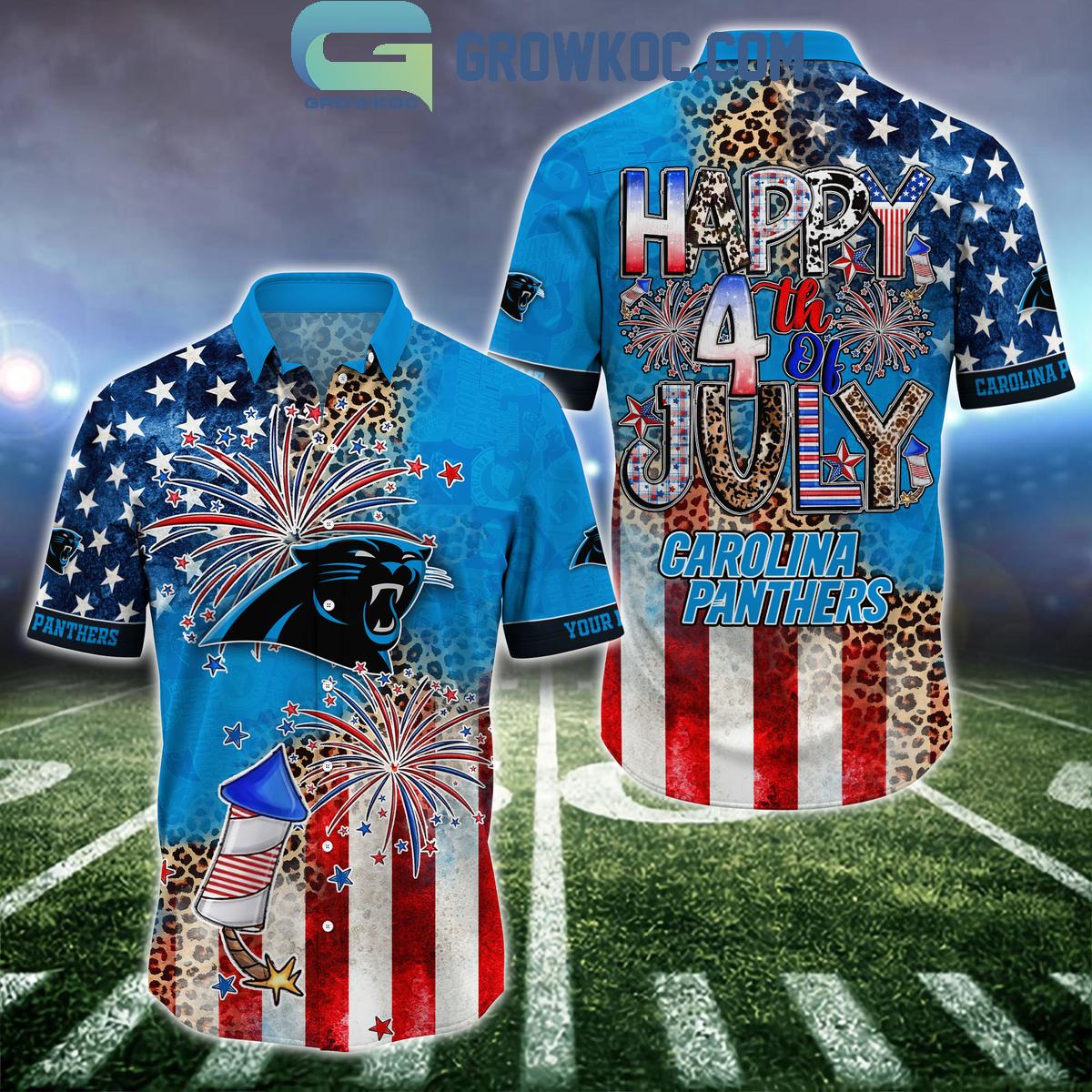 Carolina Panthers Patriot Fan Happy 4th Of July Hawaiian Shirts