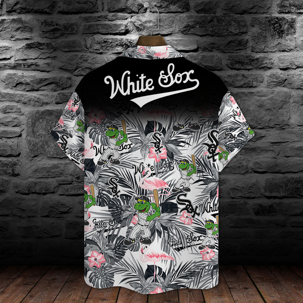 Chicago White Sox Major League Baseball Mascot And Hibiscus Pattern 3D Print Hawaiian Shirt MAY1