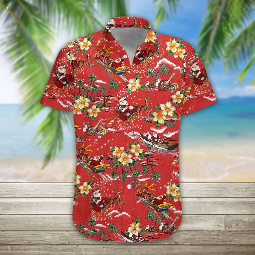 Christmas Santa Men's Hawaiian Shirt Casual Button Down Shirts, Short Sleeve Shirts - Summer Collection