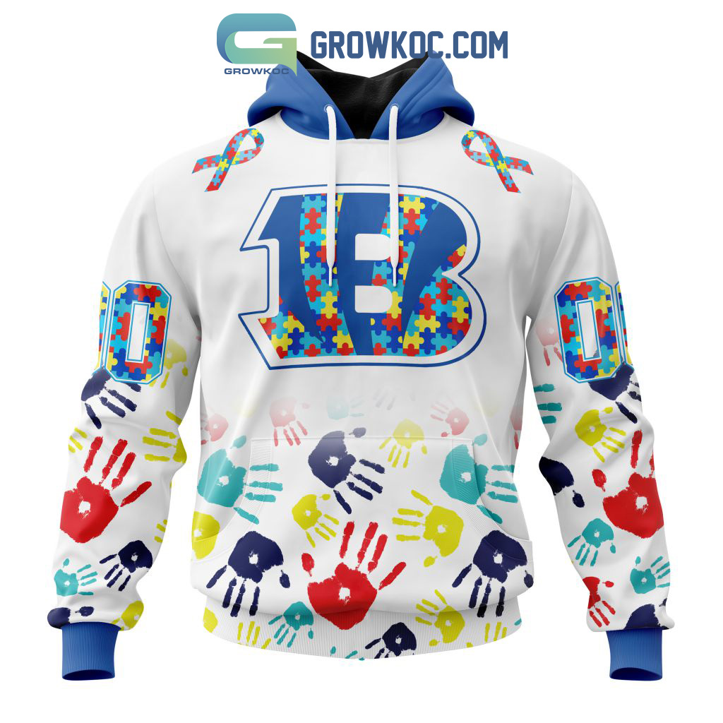 Cincinnati Bengals NFL Special Fearless Against Autism Hands Design Hoodie T Shirt