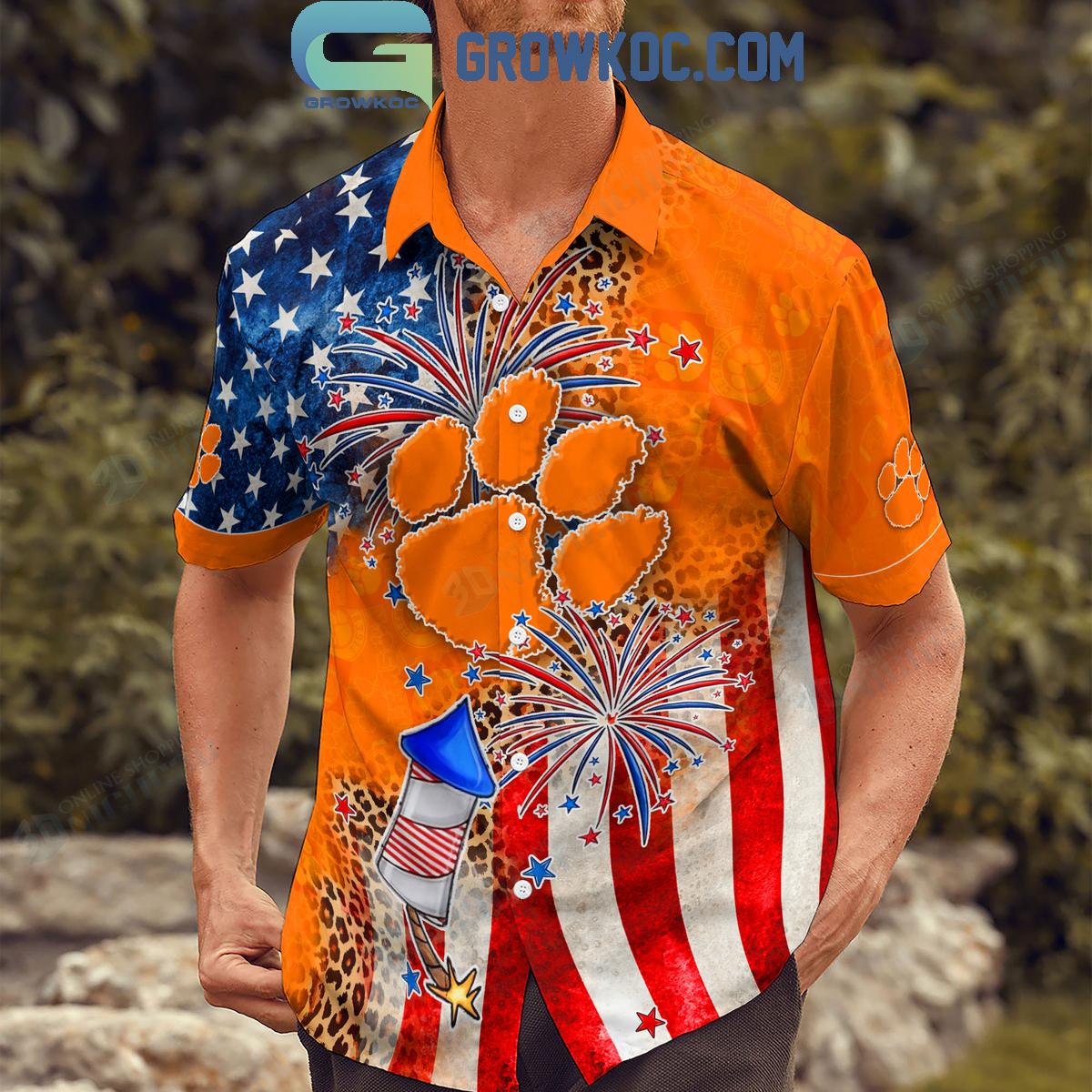 Clemson Tigers Celebrating Happy 4th Of July Hawaiian Shirts
