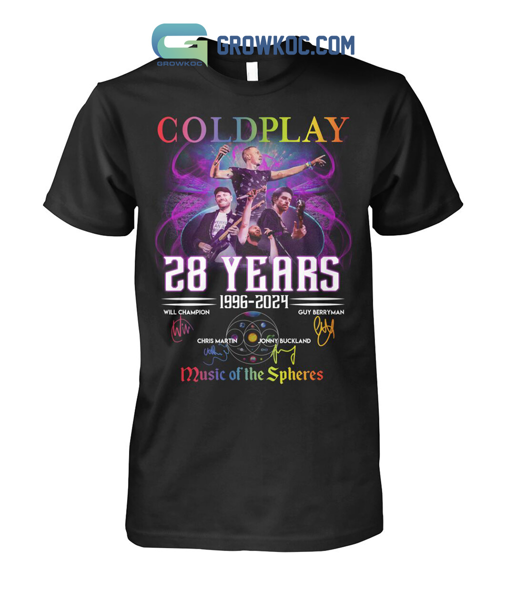 Coldplay 28 Years 1996 2024 Music Of The Spheres T Shirt