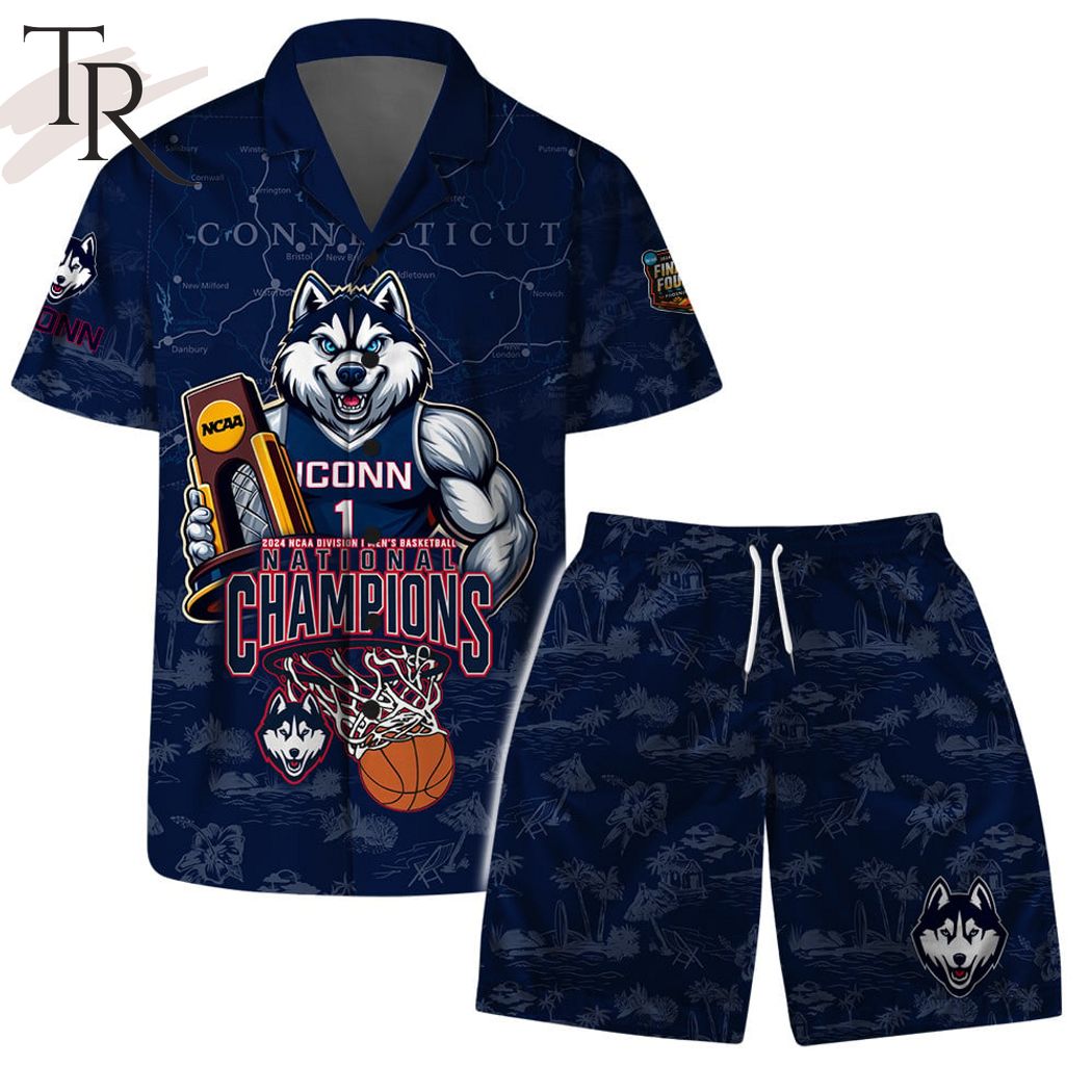 Connecticut 2024 NCAA Division Men's Basketball National Champions Uconn Huskies Hawaiian Set