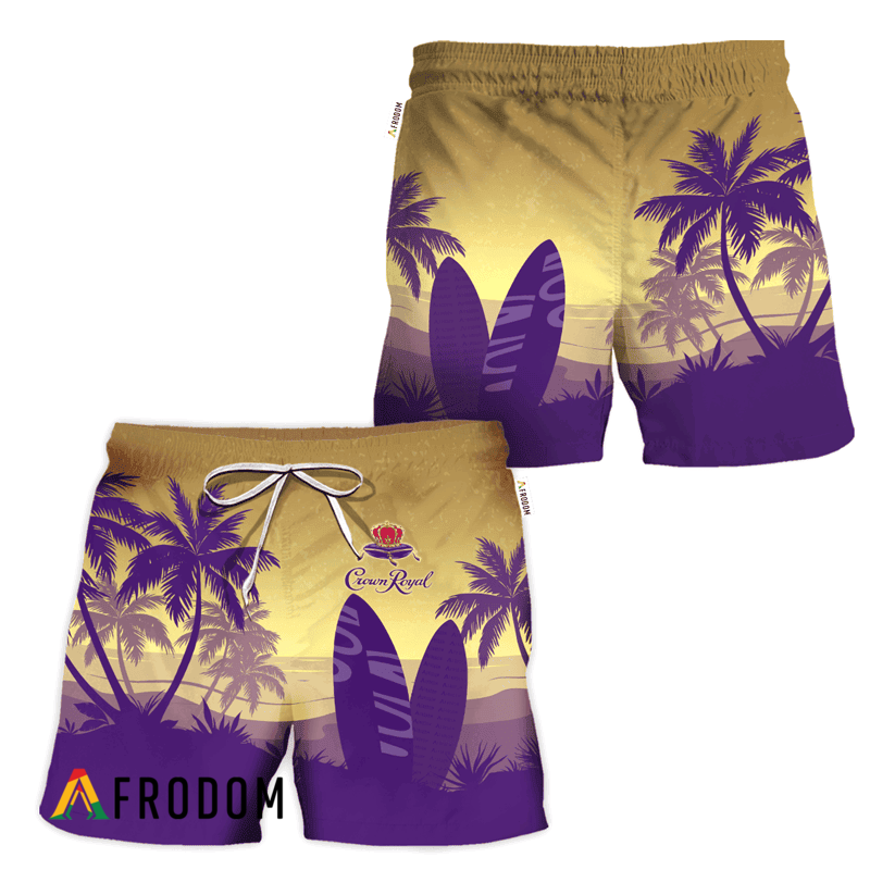 Crown Royal Palm Tree Surfboard Hawaiian Shorts