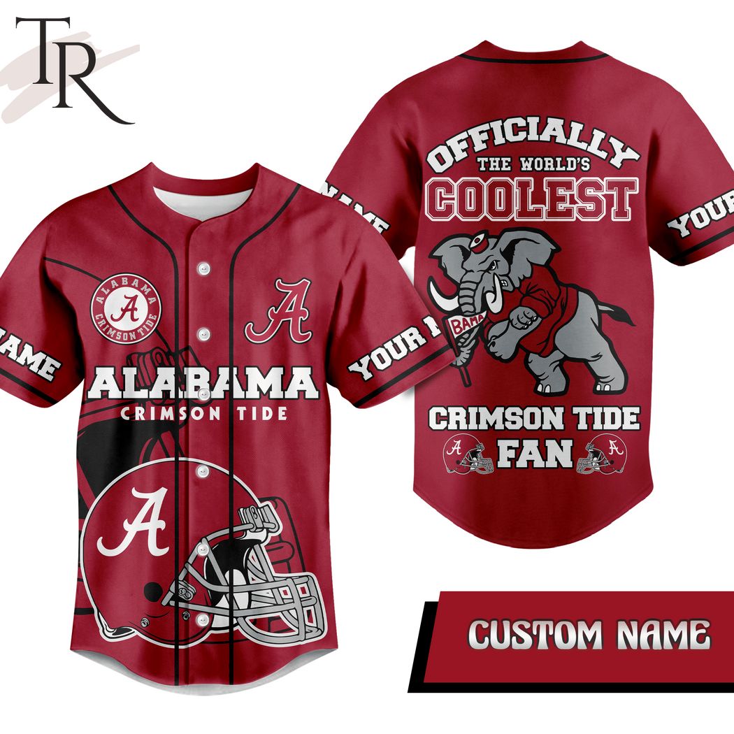 Custom Name Alabama Crimson Tide Offically The World's Coolest Crimson Tide Fan Baseball Jersey