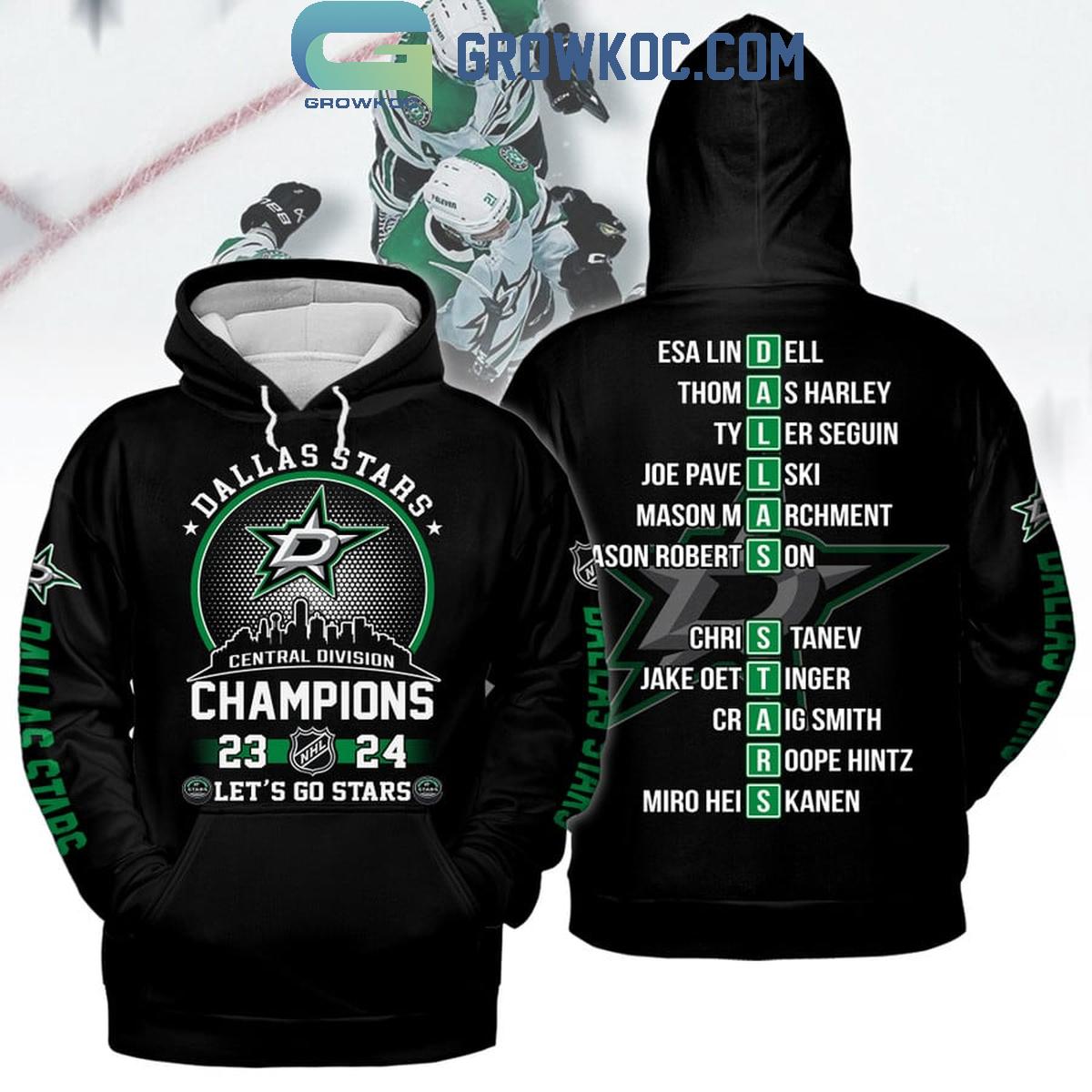 Dallas Stars Central Division Champions 2024 Let's Go Stars Black Hoodie Shirts