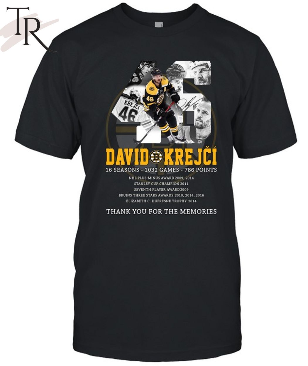 David Krejci 16 Seasons - 1032 Games - 786 Points Thank You For The Memories T-Shirt