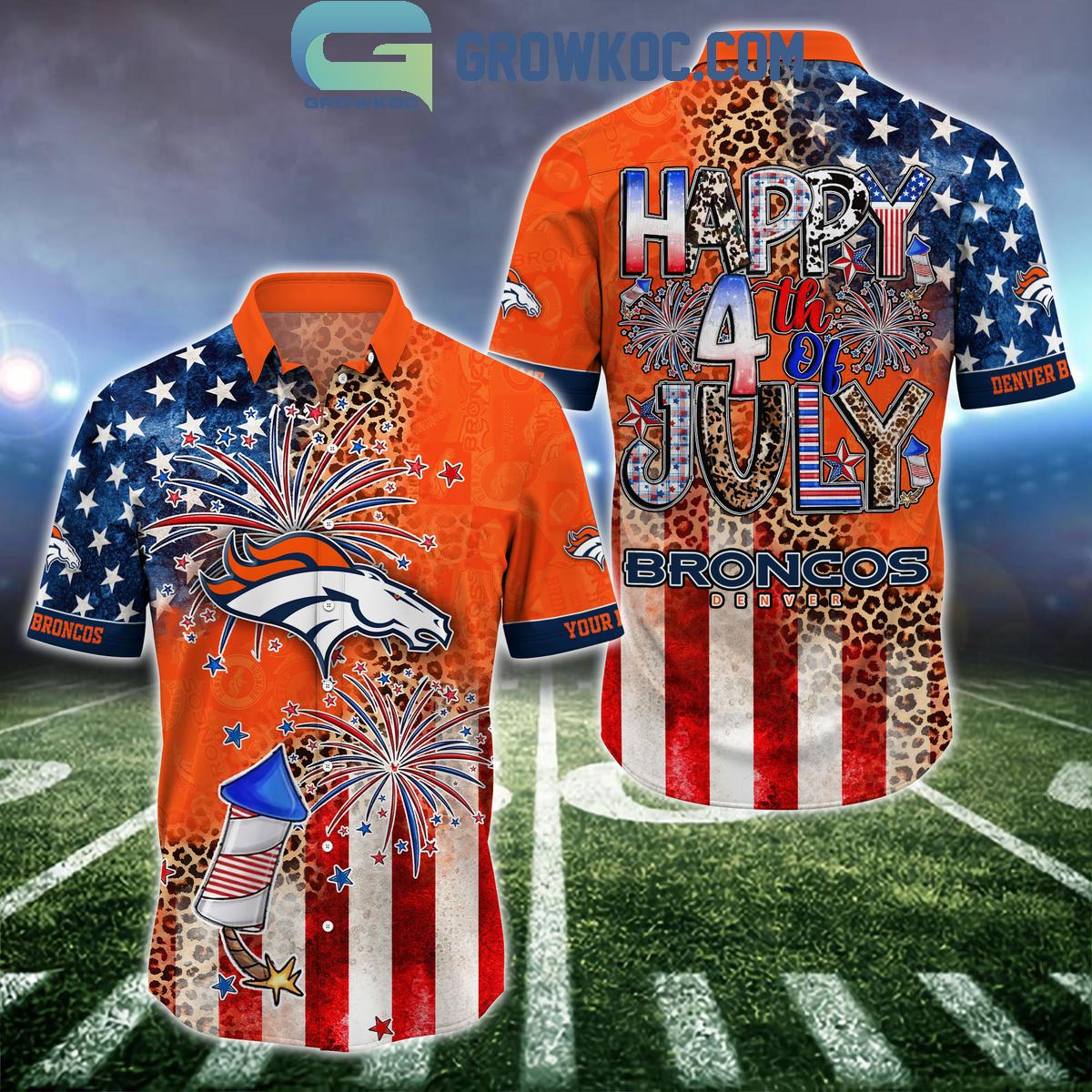Denver Broncos Patriot Fan Happy 4th Of July Hawaiian Shirts