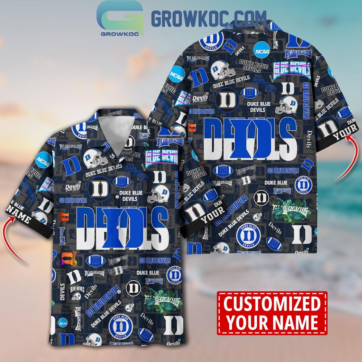 Duke Blue Devils Solgan Go Blue Devils True Fan Spirit Personalized Hawaiian Shirts
