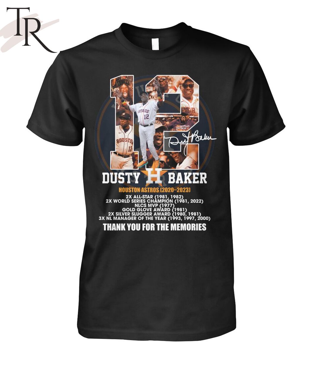 Dusty Baker Houston Astros 2020 - 2023 Thank You For The Memories T-Shirt