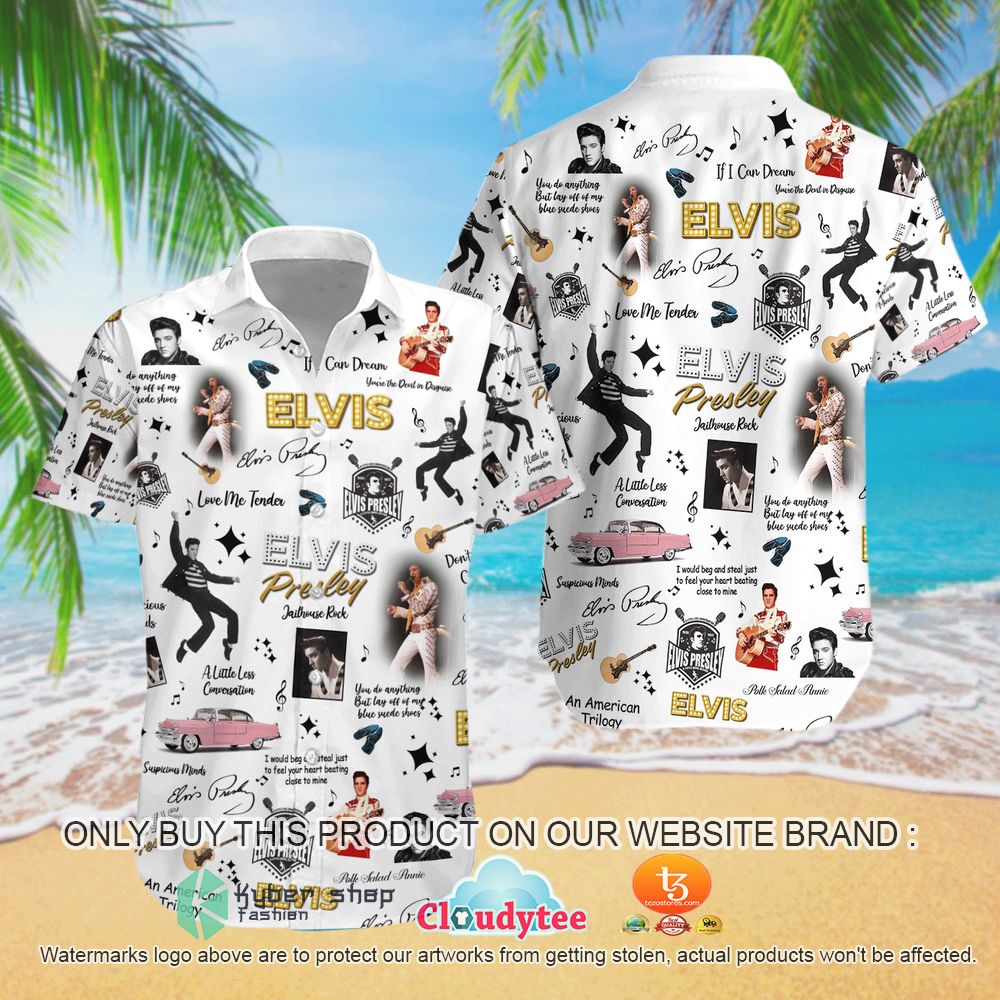 Elvis Presley Guitar Pattern White 3D Hoodie, Shirt