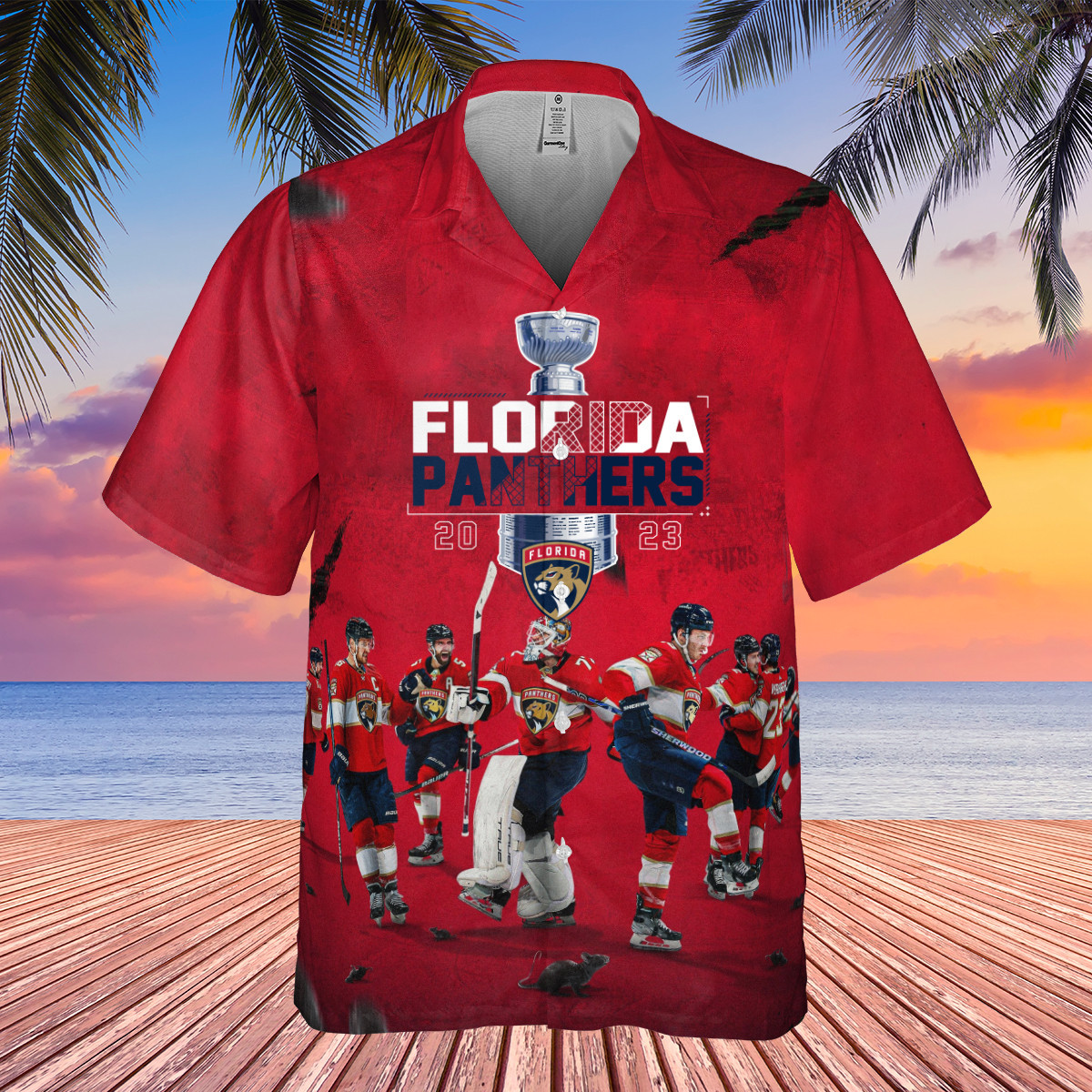 Florida Panthers National Hockey League Champions 2023 On Red Background 3D Hawaiian Shirt