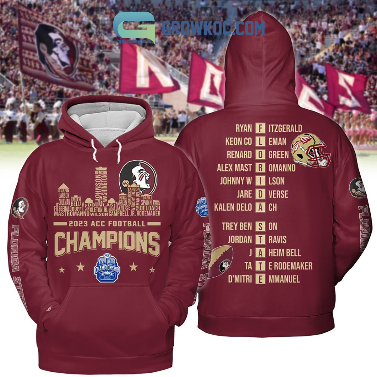 Florida State Seminoles 2023 ACC Football Champions Hoodie Shirts Red Version
