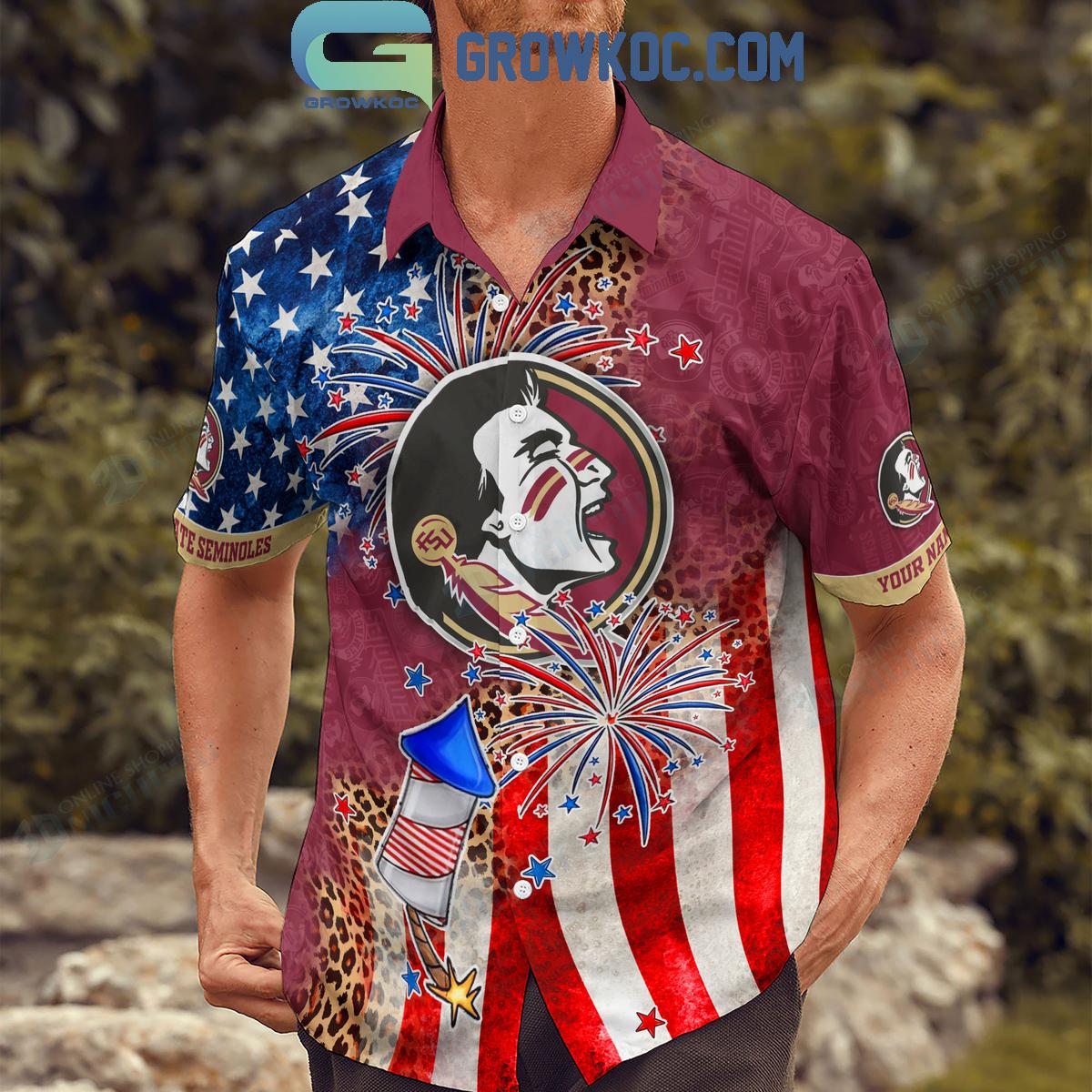 Florida State Seminoles Celebrating Happy 4th Of July Hawaiian Shirts