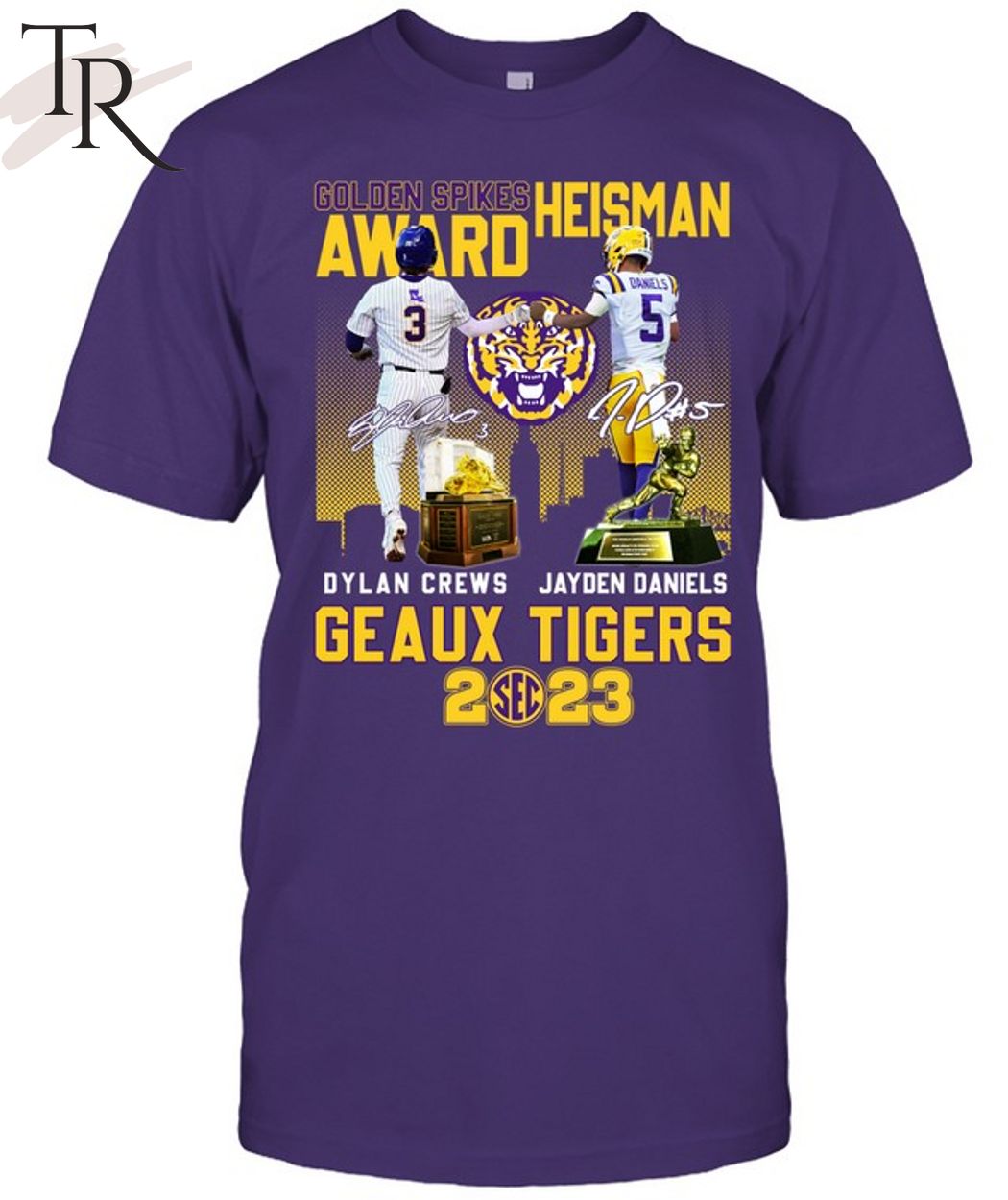 Golden Spikes Award Heisman Dylan Crews And Jayden Daniels Geaux Tiger SEC 2023 T-Shirt