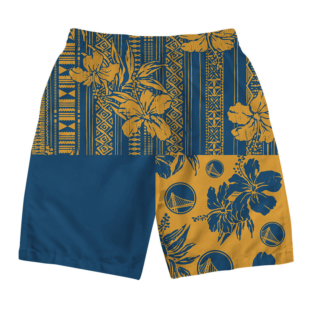 Golden State Warriors National Basketball Association Hawaiian Set Floral V5 NBA Pattern