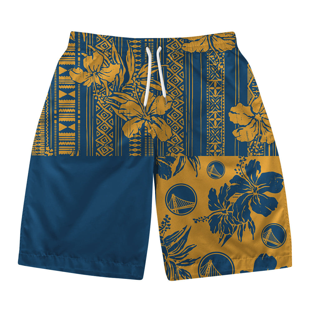 Golden State Warriors National Basketball Association Hawaiian Set Floral V5 NBA Pattern