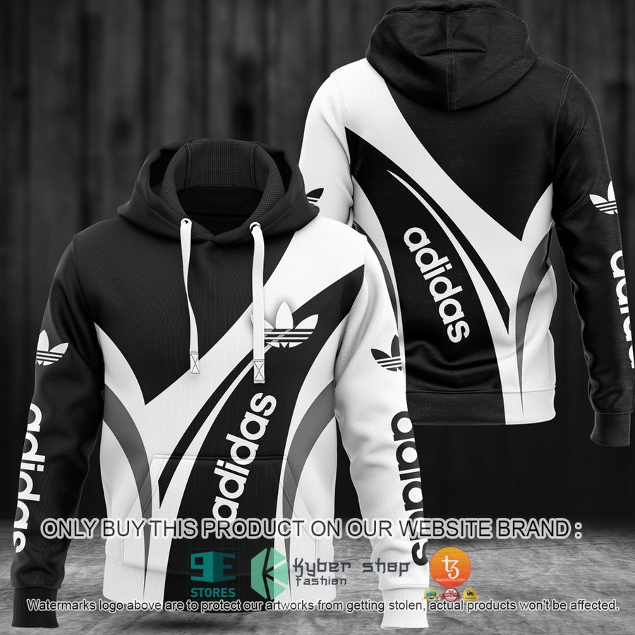 HOT Adidas Black and White 3D Hoodie