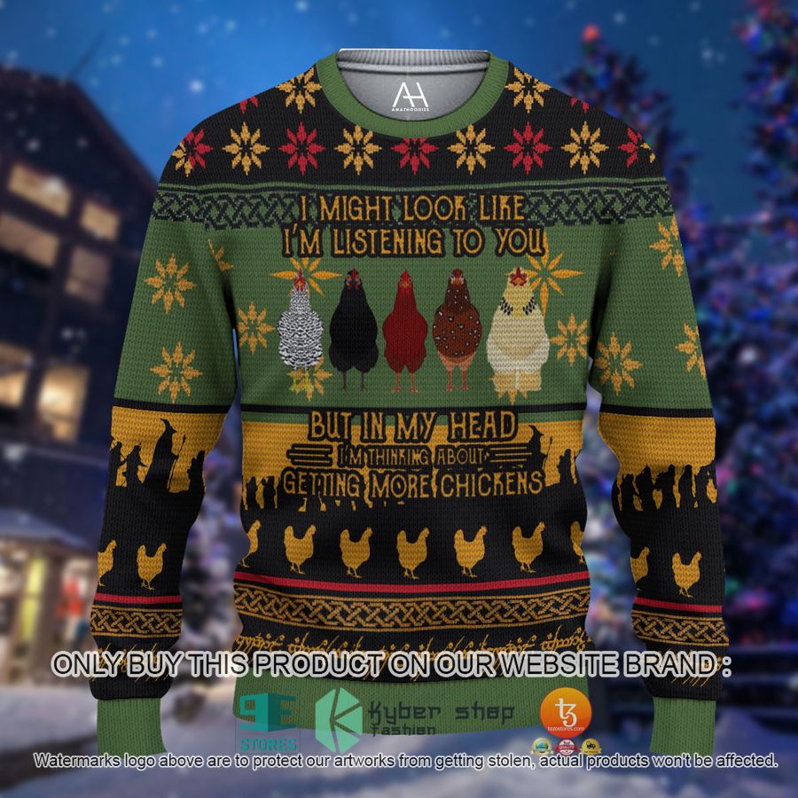 HOT Amazing Chicken I might look like I’m listening to you Christmas Shirt, Hoodie