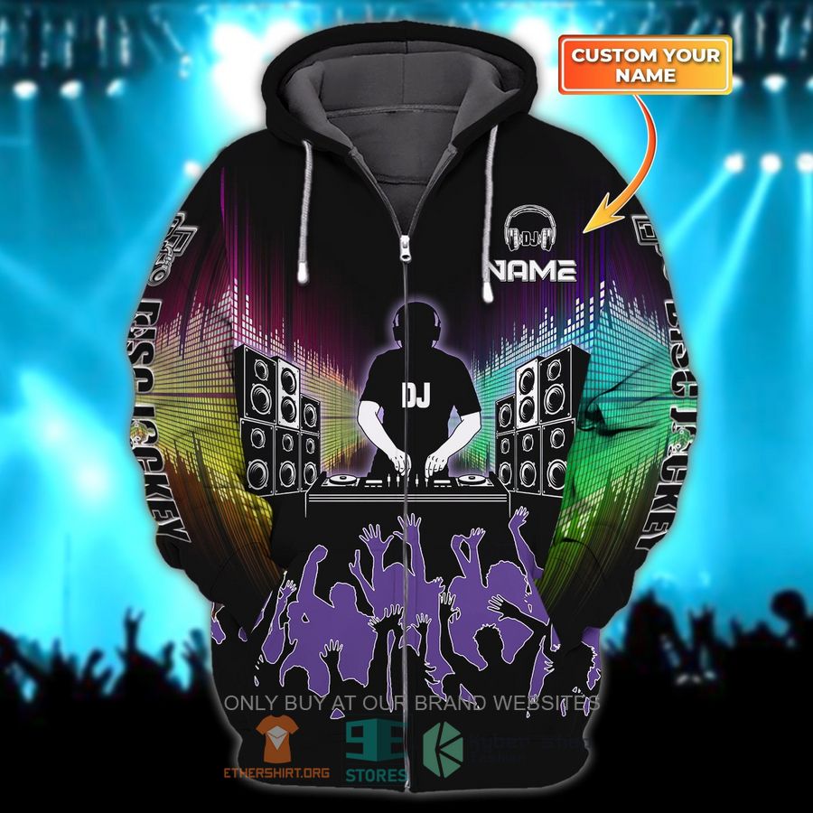 HOT DJ Party Multicolor Pattern Your Name 3D Zipper Hoodie