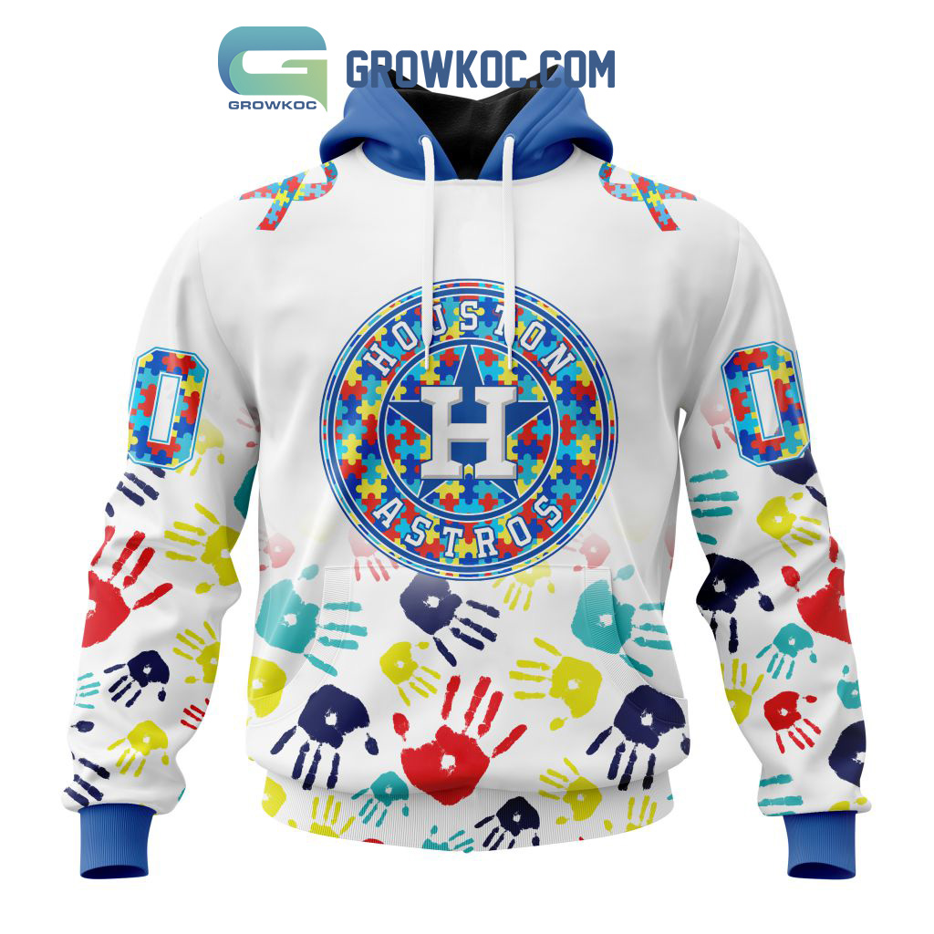 Houston Astros MLB Autism Awareness Hand Design Personalized Hoodie T Shirt