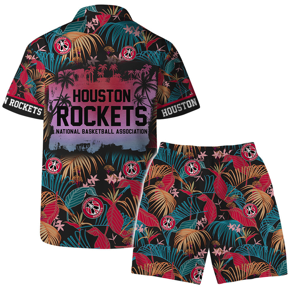 Houston Rockets Logo Pattern Aloha Colorful Hawaiian Set