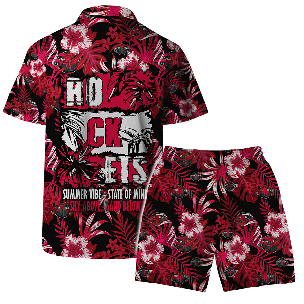 Houston Rockets NBA Summer Vibes Pattern Hawaiian Set