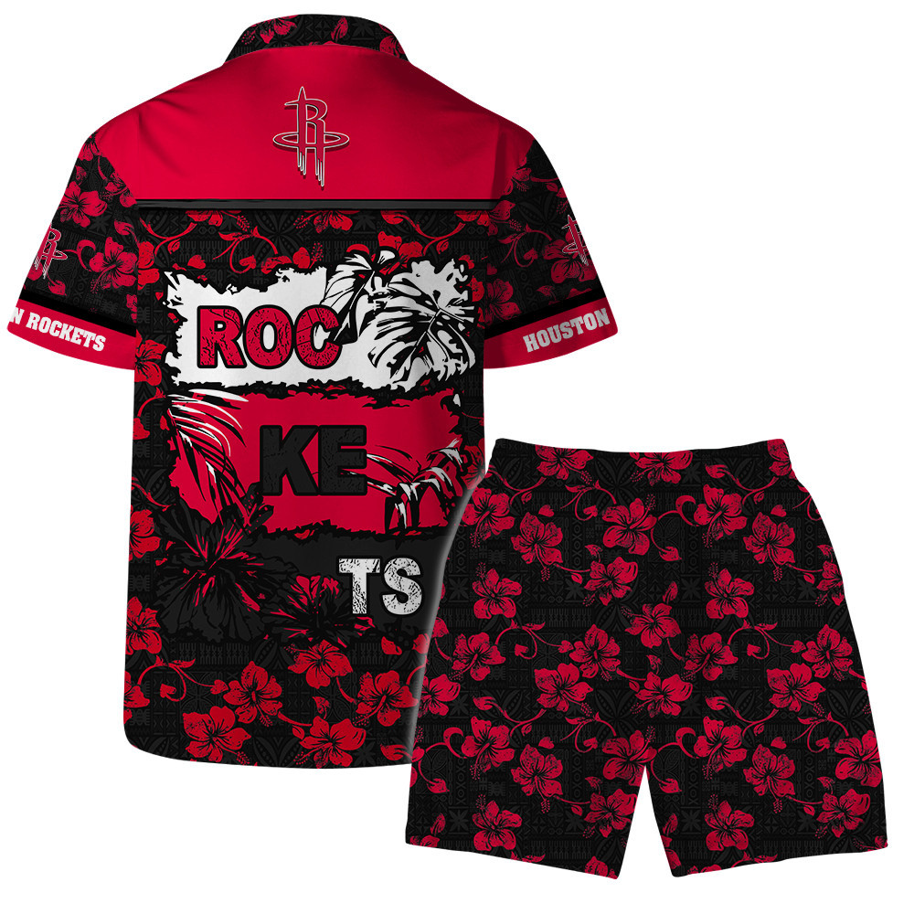 Houston Rockets Team Logo Pattern Vintage Aloha Hawaiian Set
