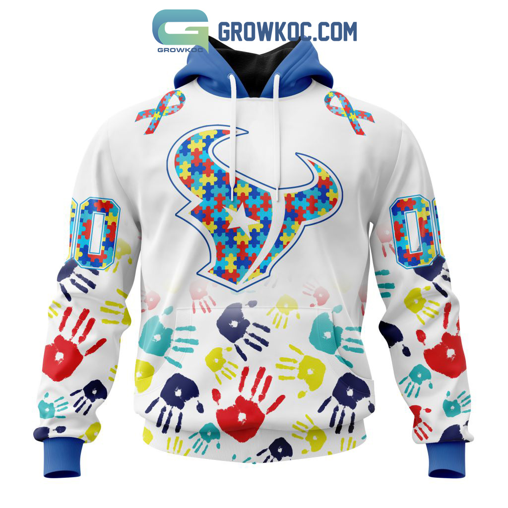 Houston Texans NFL Special Fearless Against Autism Hands Design Hoodie T Shirt