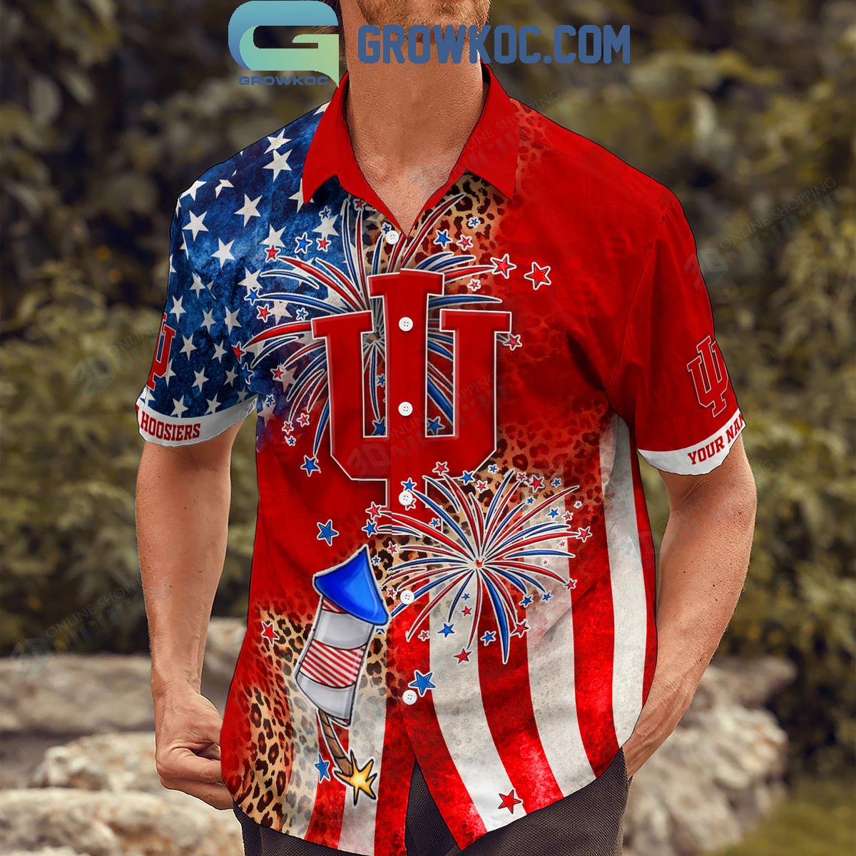 Indiana Hoosiers Celebrating Happy 4th Of July Hawaiian Shirts