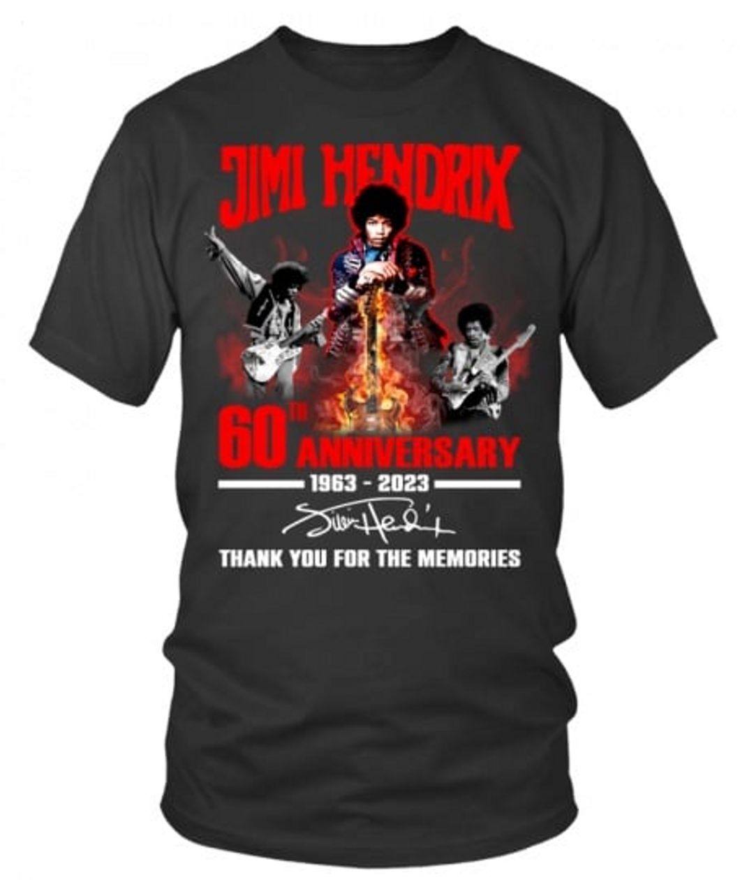Jimi Hendrix 60th Anniversary 1963 - 2023 Thank You For The Memories T-Shirt
