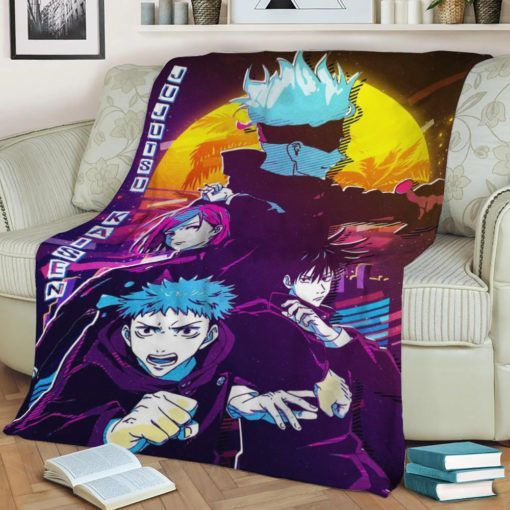Jujutsu retro Anime Japan Best Seller Fleece Blanket Gift For Fan, Premium Comfy Sofa Throw Blanket Gift H99