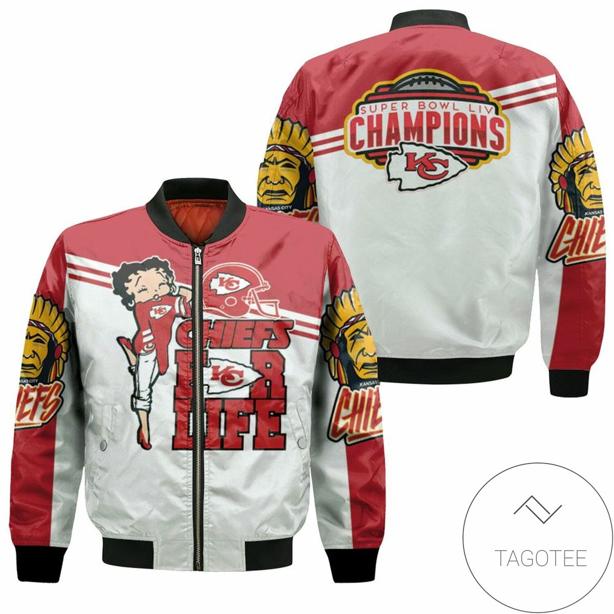 Kansas City Chiefs Betty Boop Super Bowl Afc West Division Champion Bomber Jacket