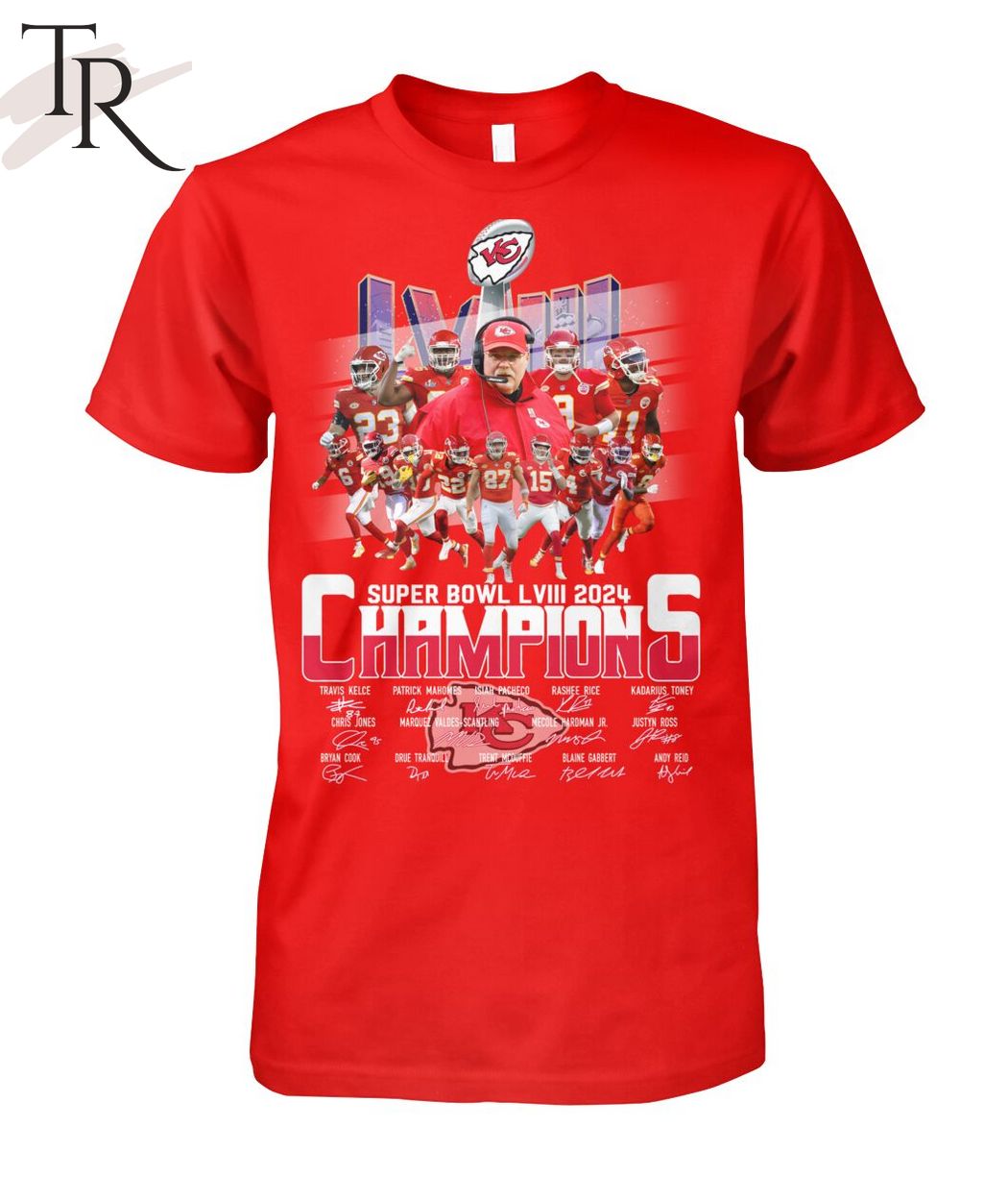 Kansas City Chiefs Super Bowl LVIII 2024 Champions Signatures T-Shirt