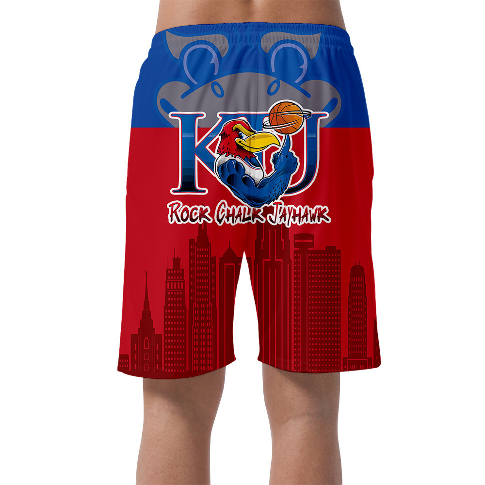 Kansas Jayhawks Mascot Pattern Custom Name Printed All Over Men's Shorts
