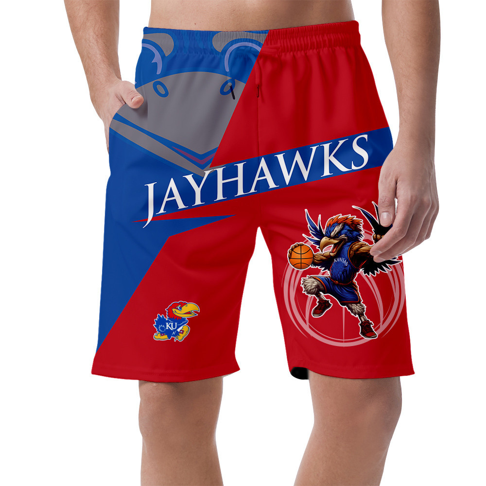 Kansas Jayhawks Mascot Pattern Custom Name Printed All Over Men's Shorts