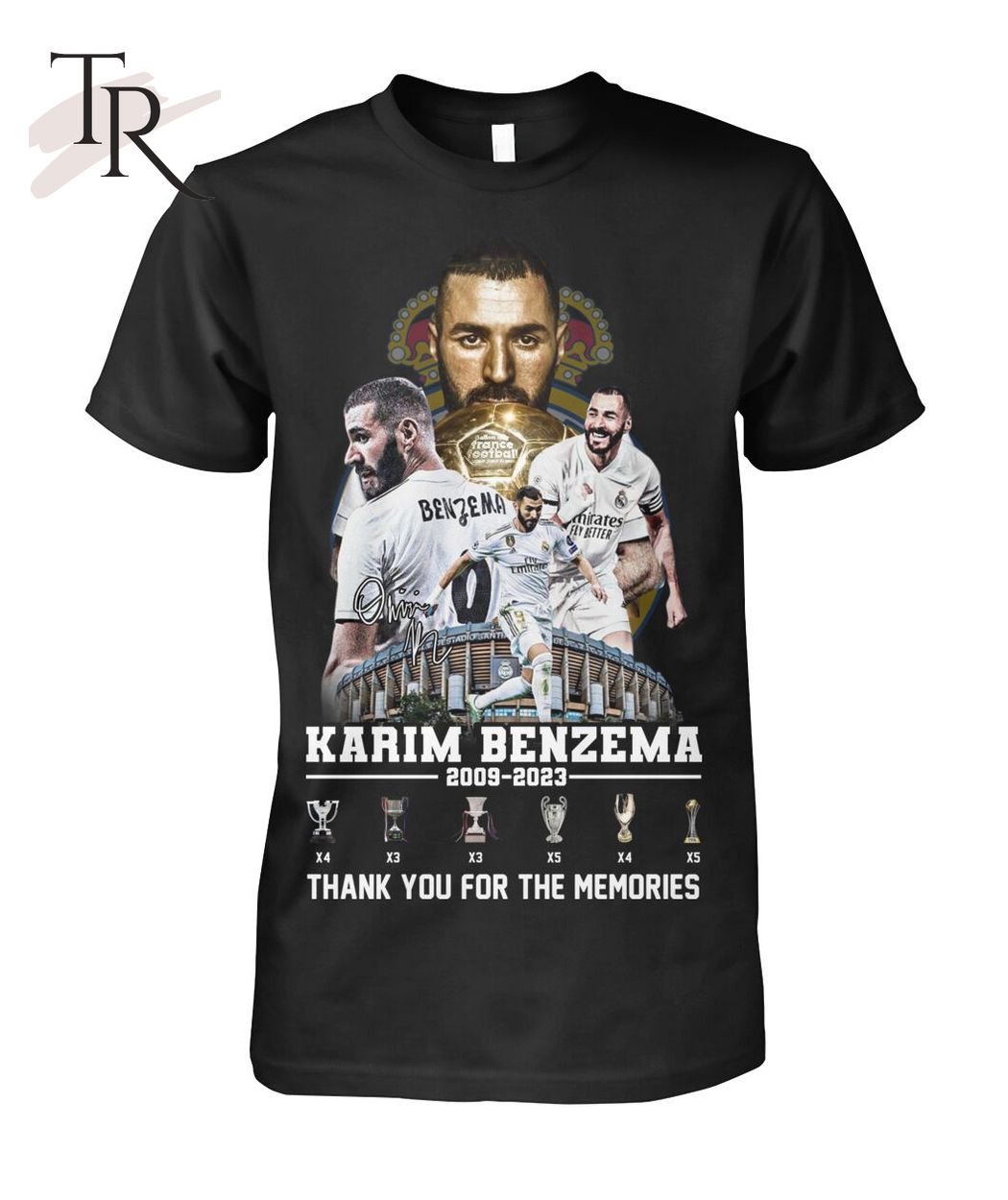 Karim Benzema 2009 - 2023 Thank You For The Memories T-Shirt - Limited Edition
